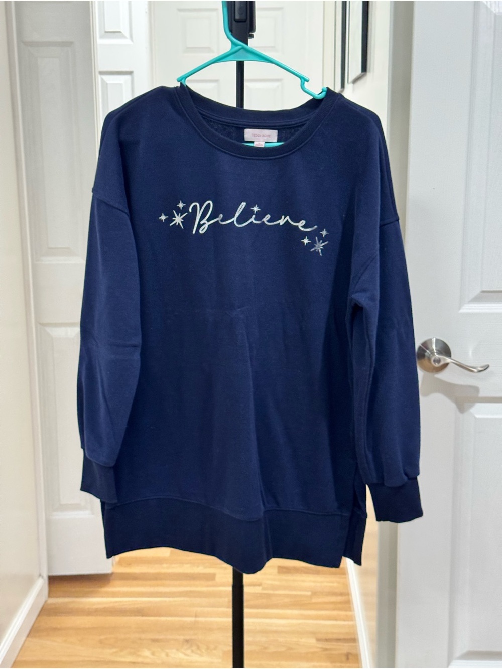 Kids Navy "Believe" Pullover Sweatshirt